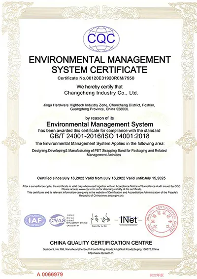Certificado de sistema de gestão ambiental ISO 2023