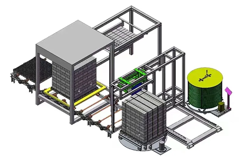 Sistema de empilhamento e embalagem de Tijolos/Blocos